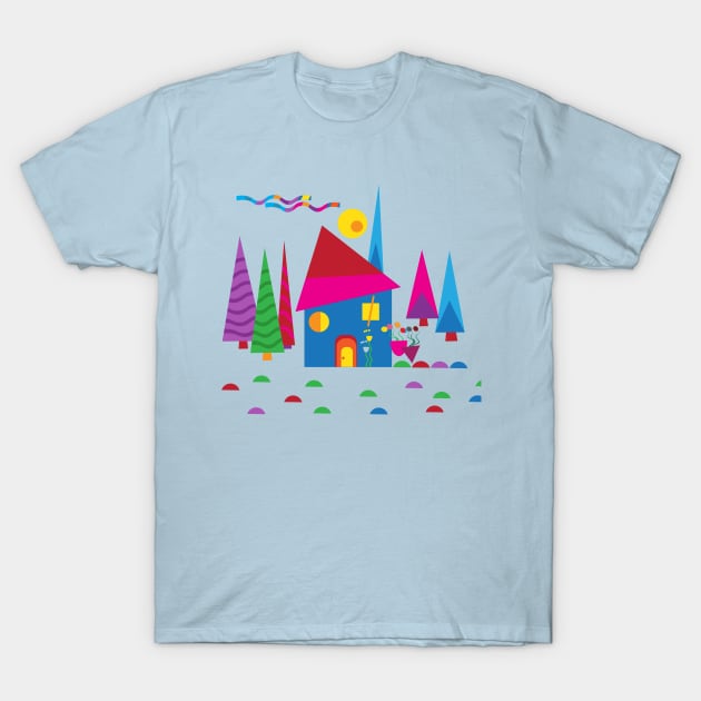 Little House in the Woods Kandinsky Style Illustration T-Shirt by oknoki